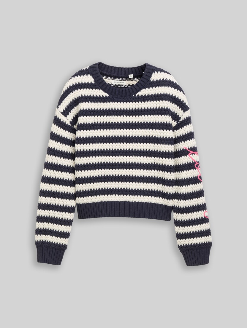 Strickpullover mit Streifenmuster von Teen Girls, navy offwhite stripe pink