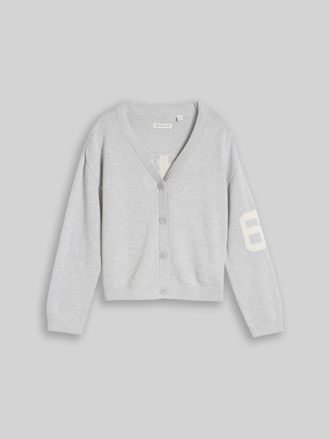 Jacquard-vest met opschrift op de achterkant door Teen Girls, Light Stone Grey Melange