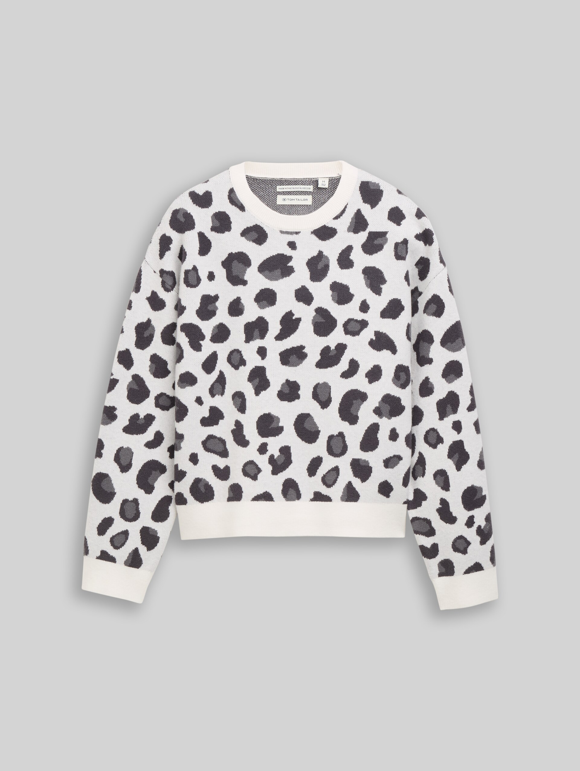Jacquard Strickpullover mit Leo-Muster - leo grey print