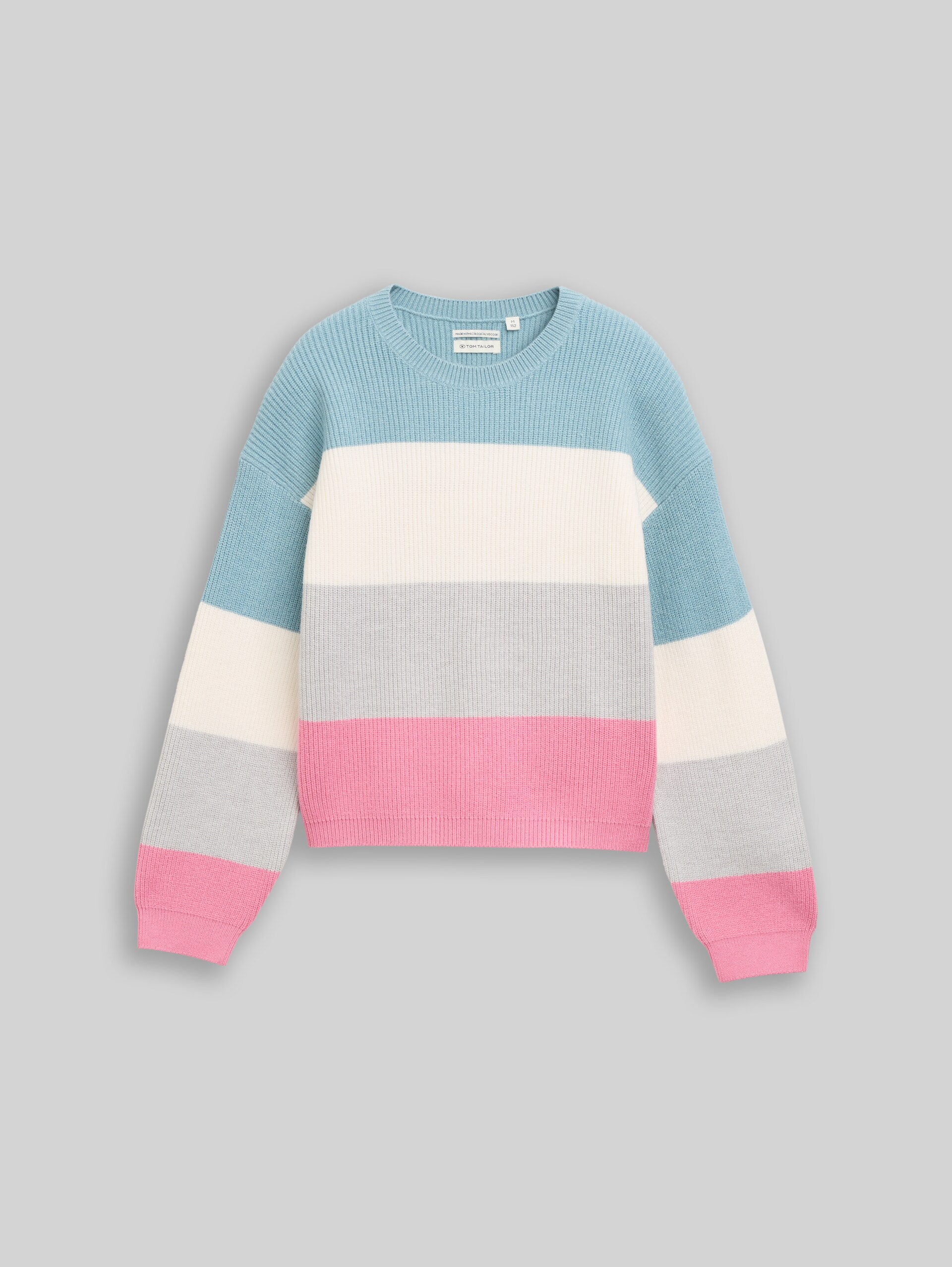 Korte gebreide trui met colour blocking - pink colorblock