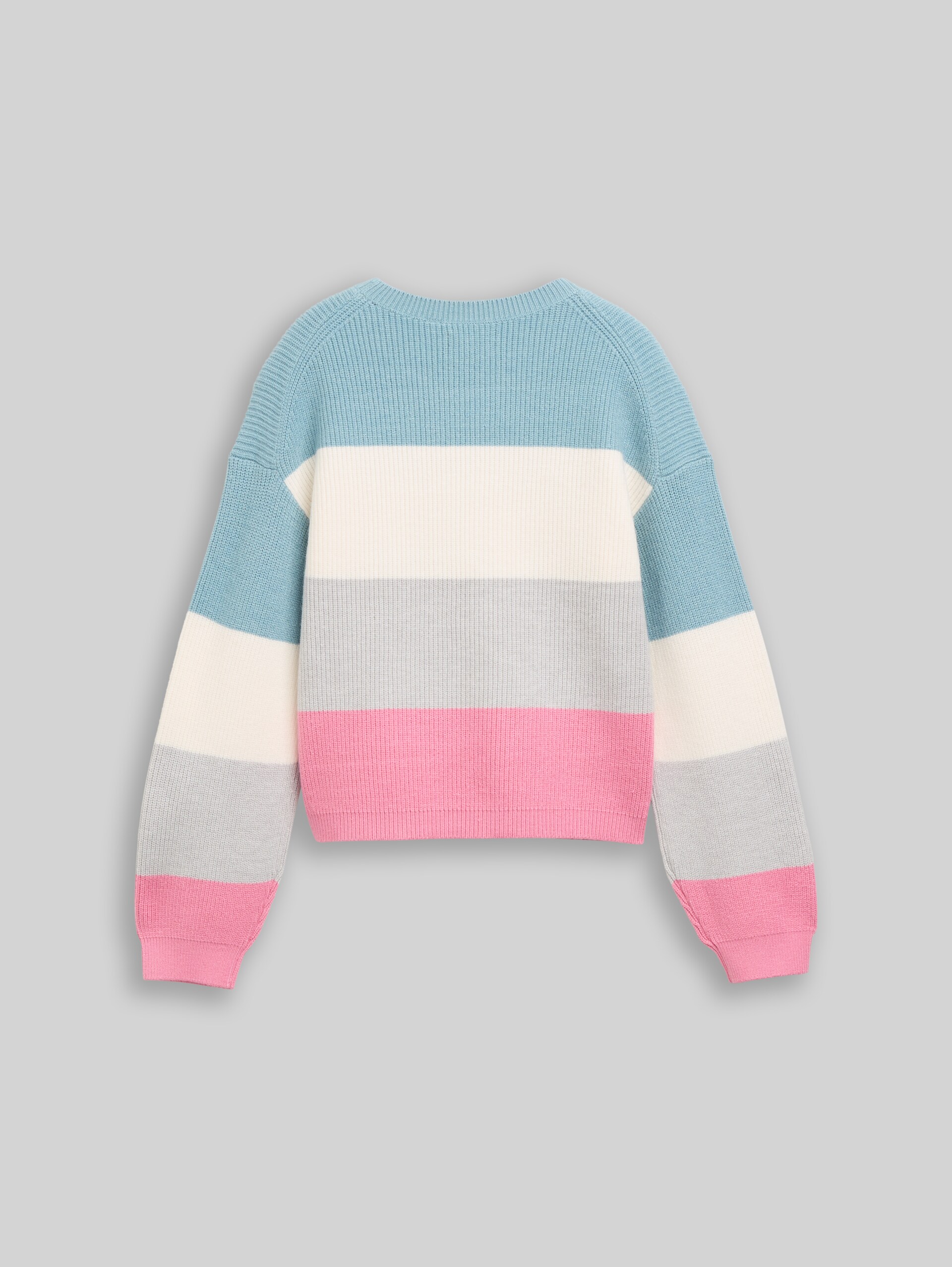 Korte gebreide trui met colour blocking - pink colorblock