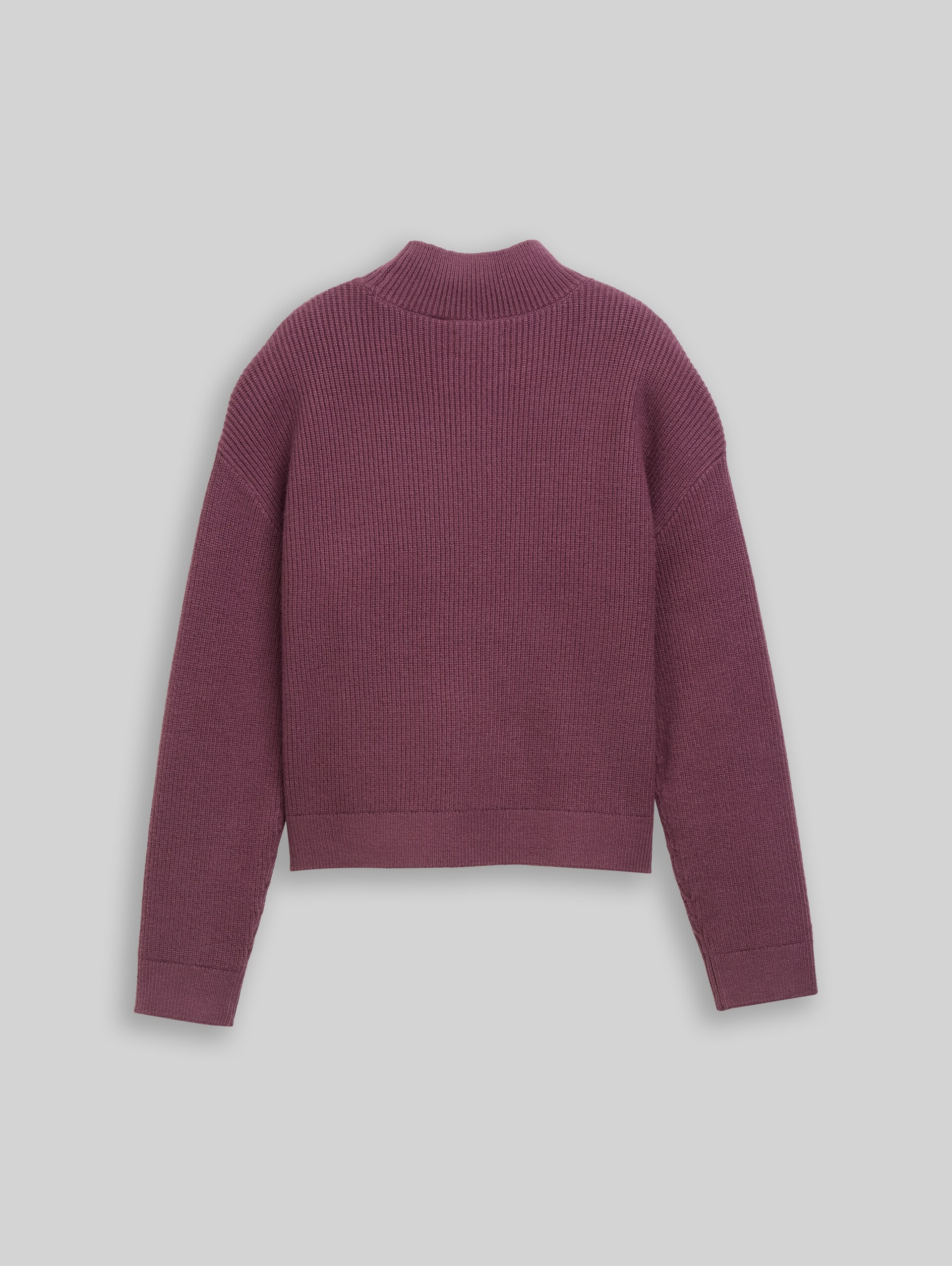 Strickpullover mit Stehkragen - rusty burgundy