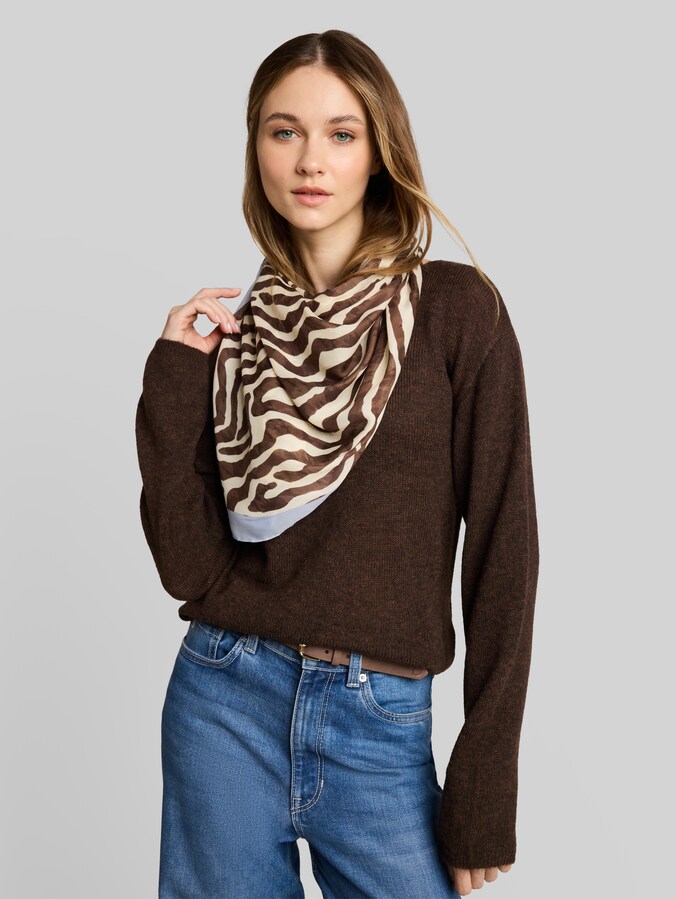 Halstuch mit Zebra-Print von Denim Female, brown beige zebra print