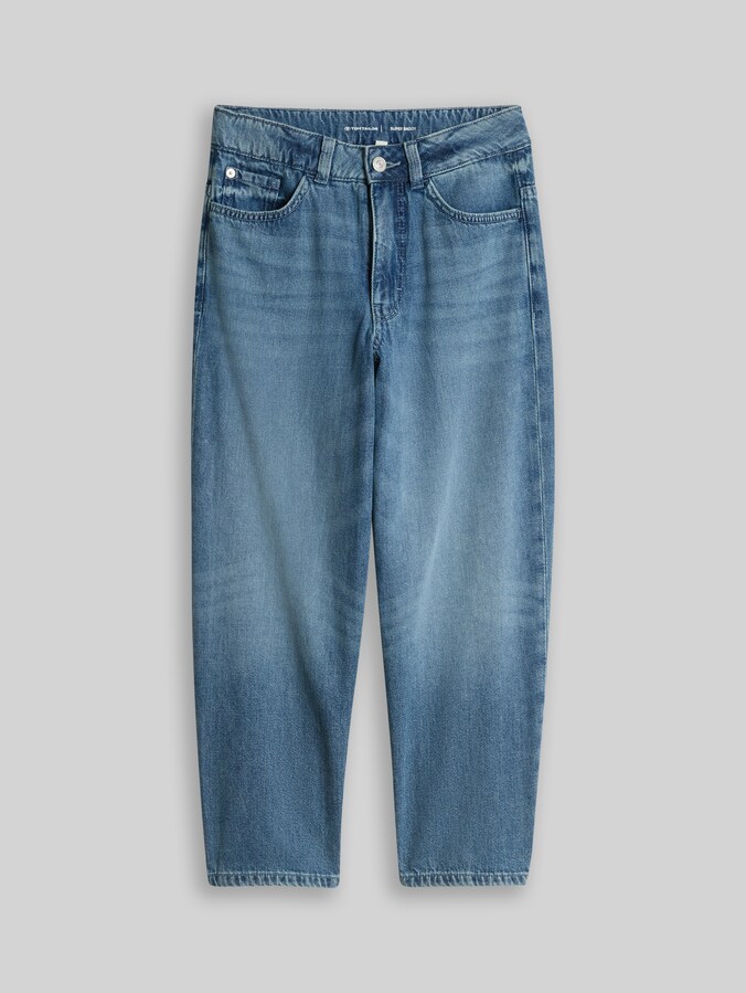 Super Baggy Fit Jeans by Teen Boys, mid stone wash denim