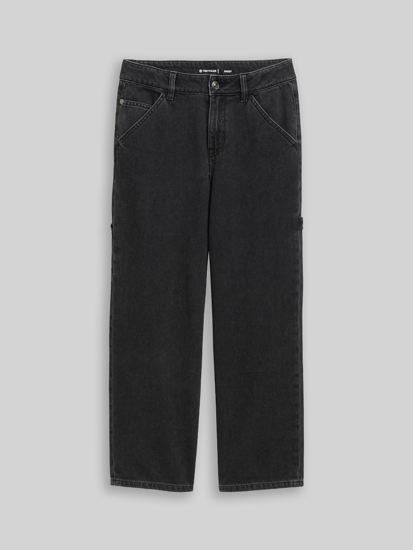 Baggy Carpenter Jeans von Teen Boys, clean dark stone grey denim