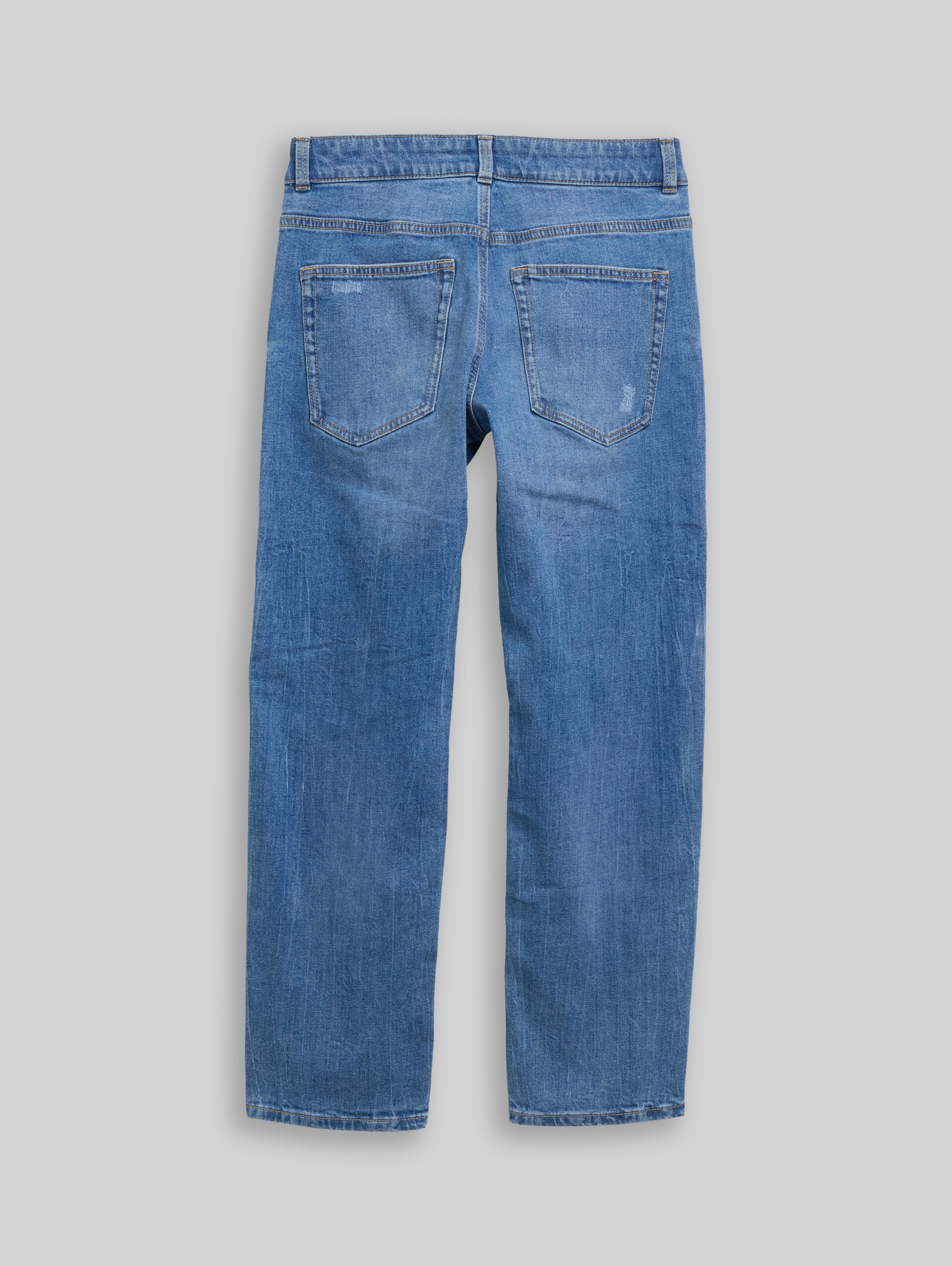 Straight Jeans mit Stretch - heavy used mid blue denim