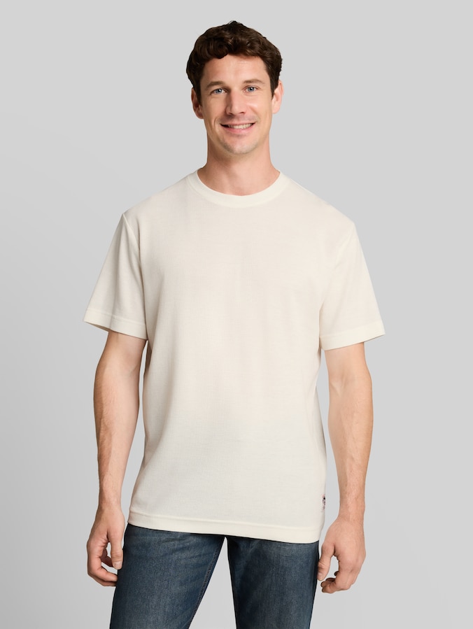 T-Shirt mit Waffelstruktur von Men, Gardenia White