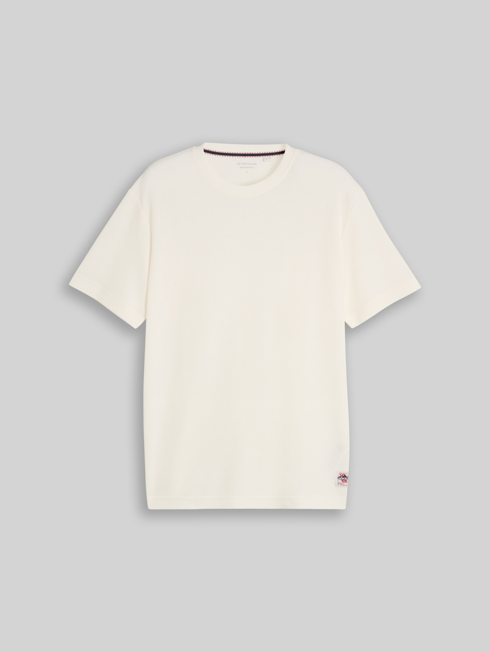 T-shirt met wafelstructuur - Gardenia White - Product vooraanzicht