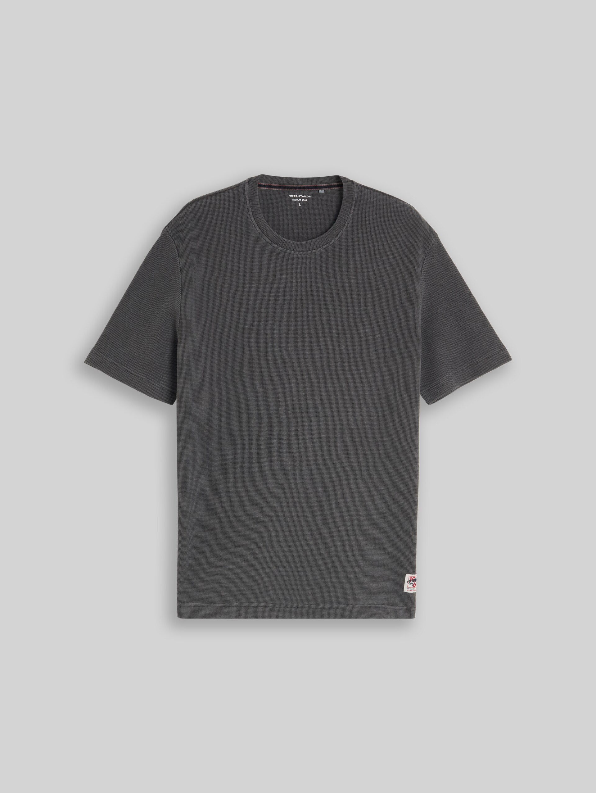 T-shirt met wafelstructuur - Tarmac Grey - Product vooraanzicht