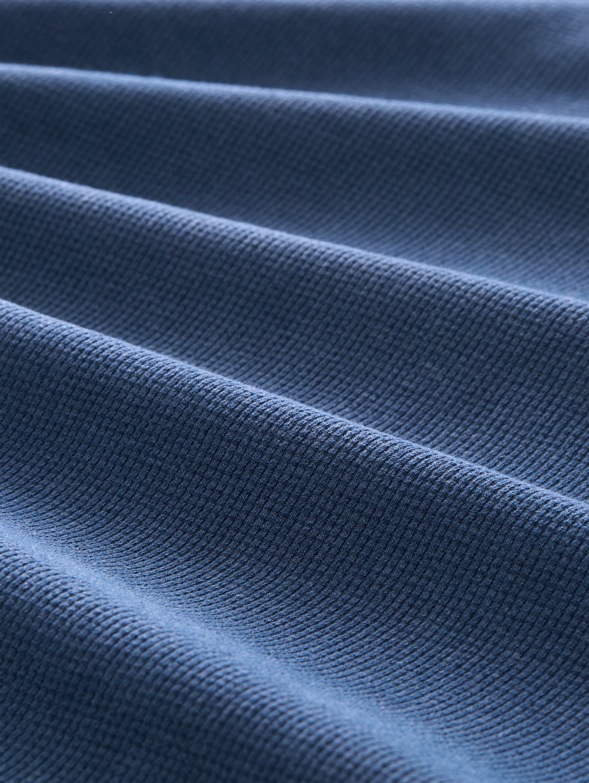 Henley-T-shirt met wafelstructuur - Dark Duck Blue - Materiaalweergave