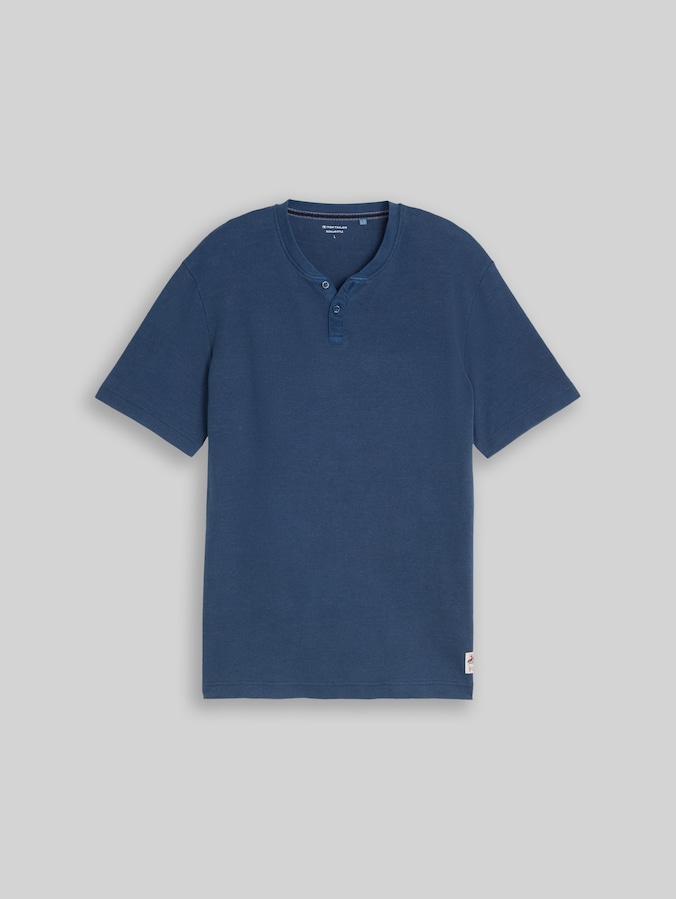 Henley T-shirt with waffle texture by Men, Dark Duck Blue