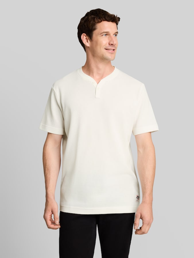 Henley T-Shirt mit Waffelstruktur von Men, Gardenia White