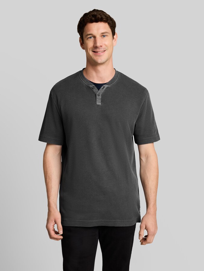 Henley T-Shirt mit Waffelstruktur von Men, Tarmac Grey