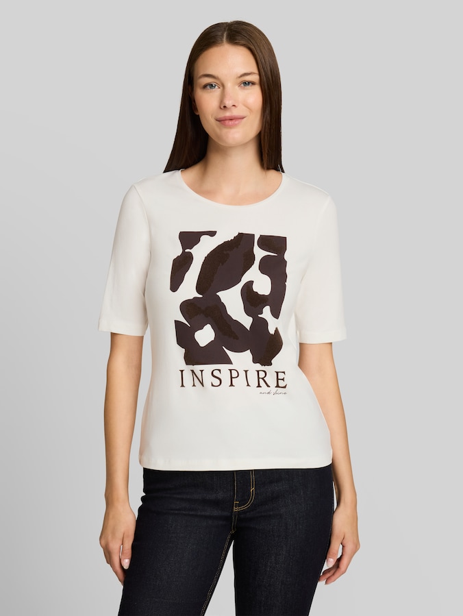 Slim-fit T-shirt with print by Women, Whisper White