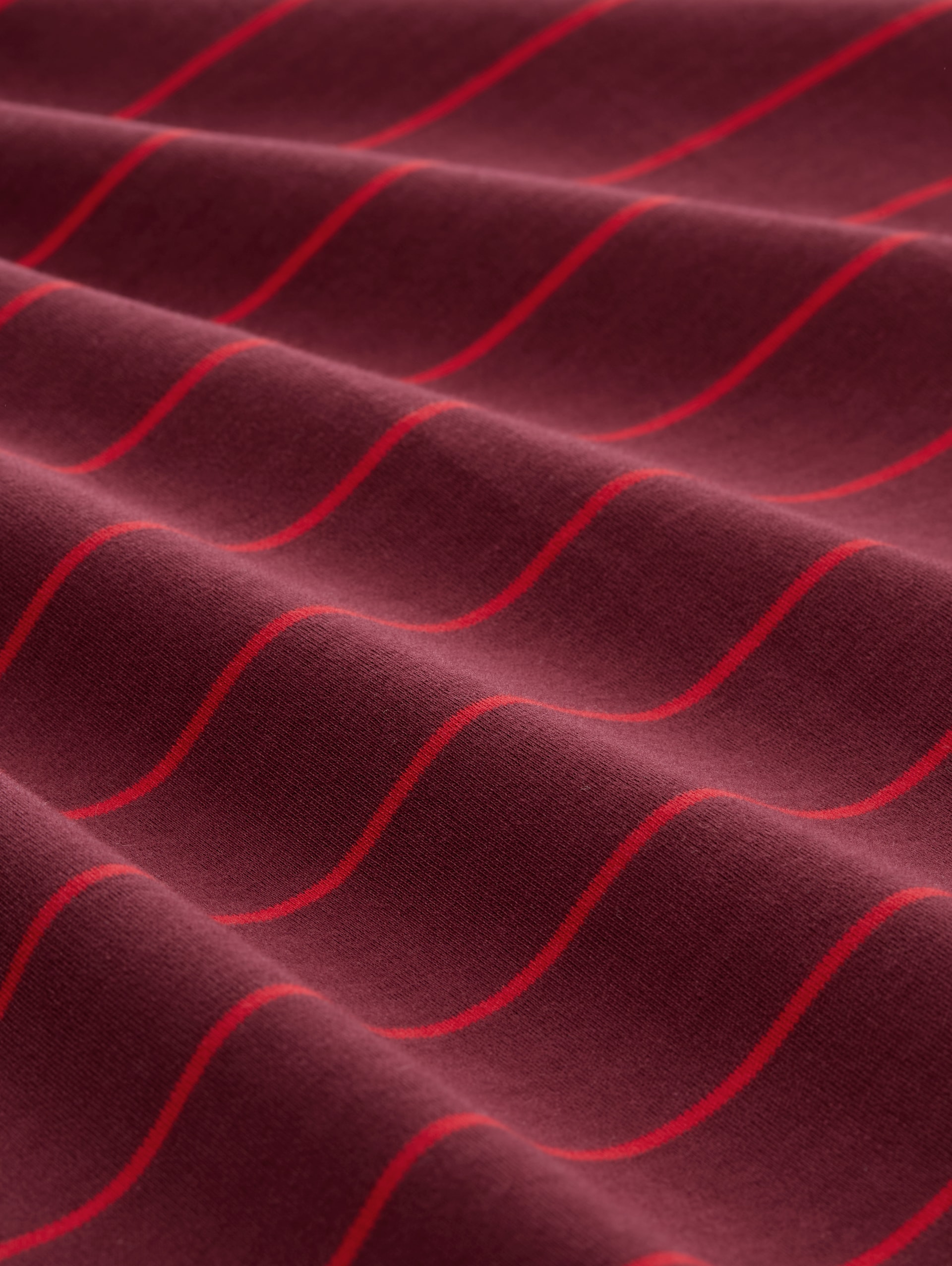 T-shirt van katoen - plum red irregular stripe - Materiaalweergave