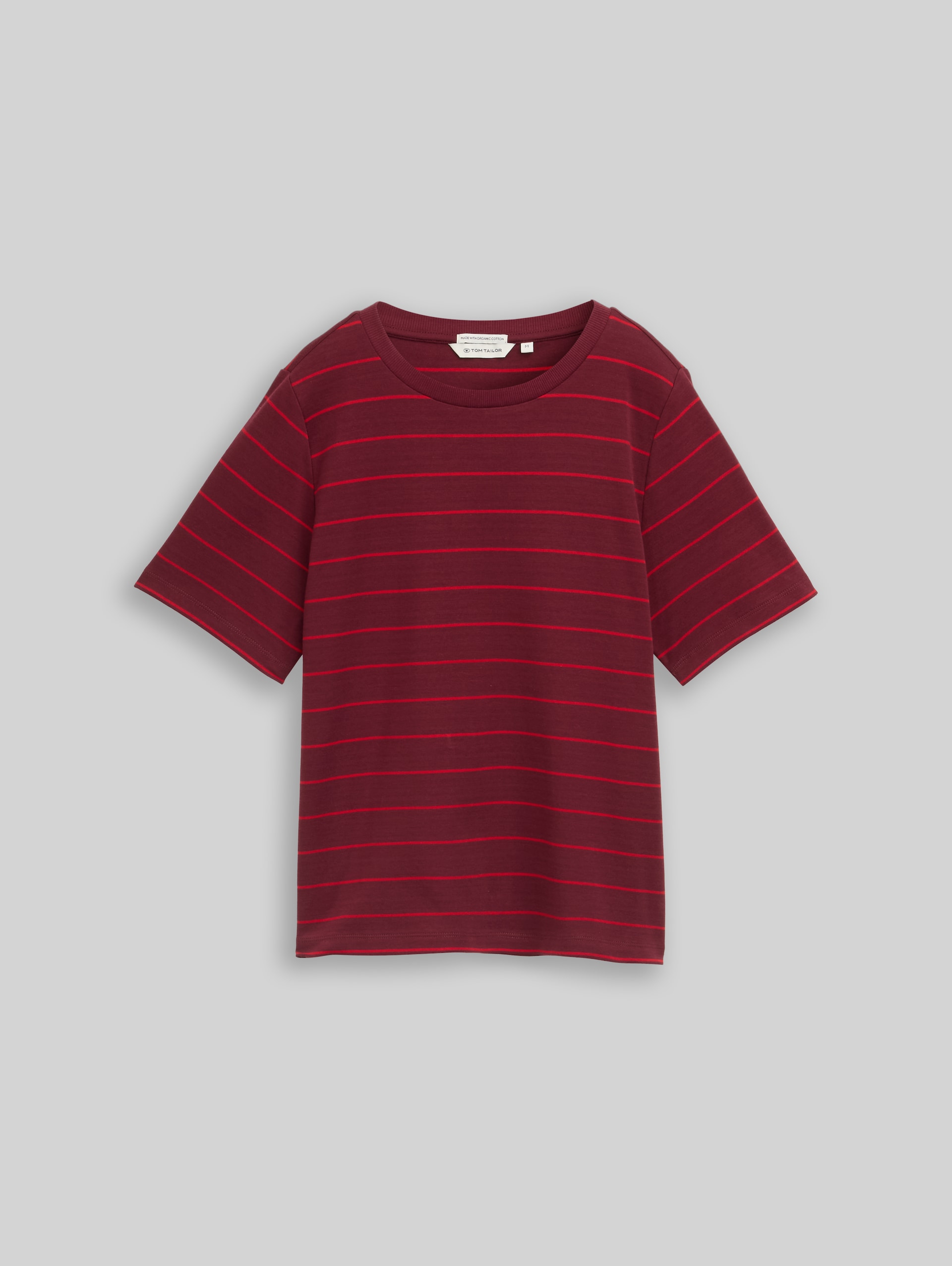 T-shirt van katoen - plum red irregular stripe - Product vooraanzicht