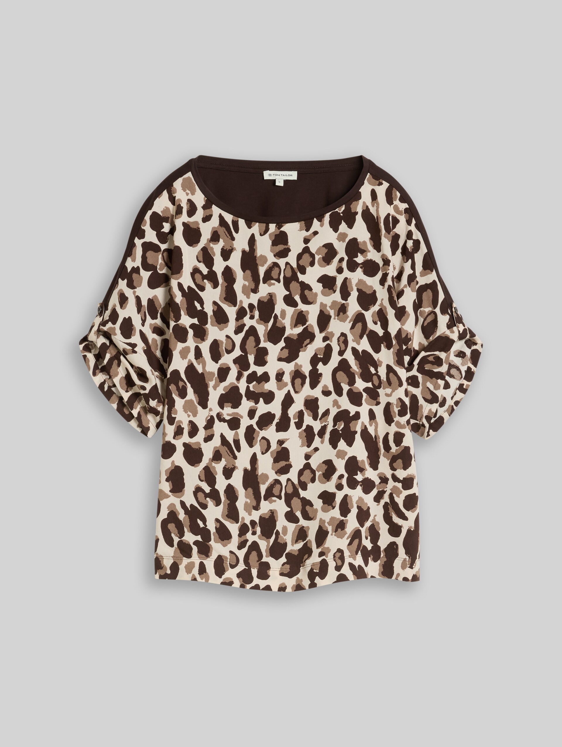 T-shirt met luipaardprint - brown beige leo print - Product vooraanzicht