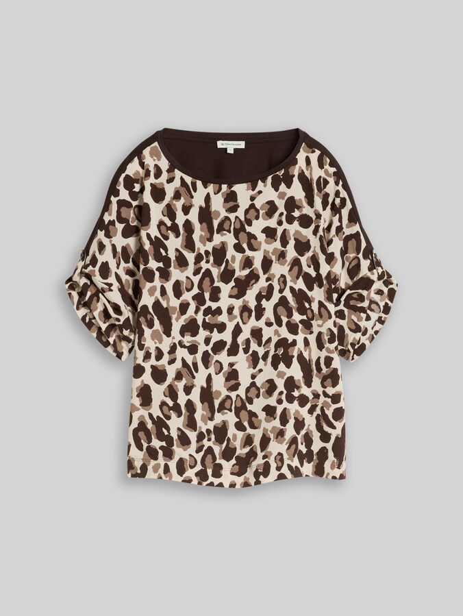 T-Shirt mit Leo-Print von Women, brown beige leo print