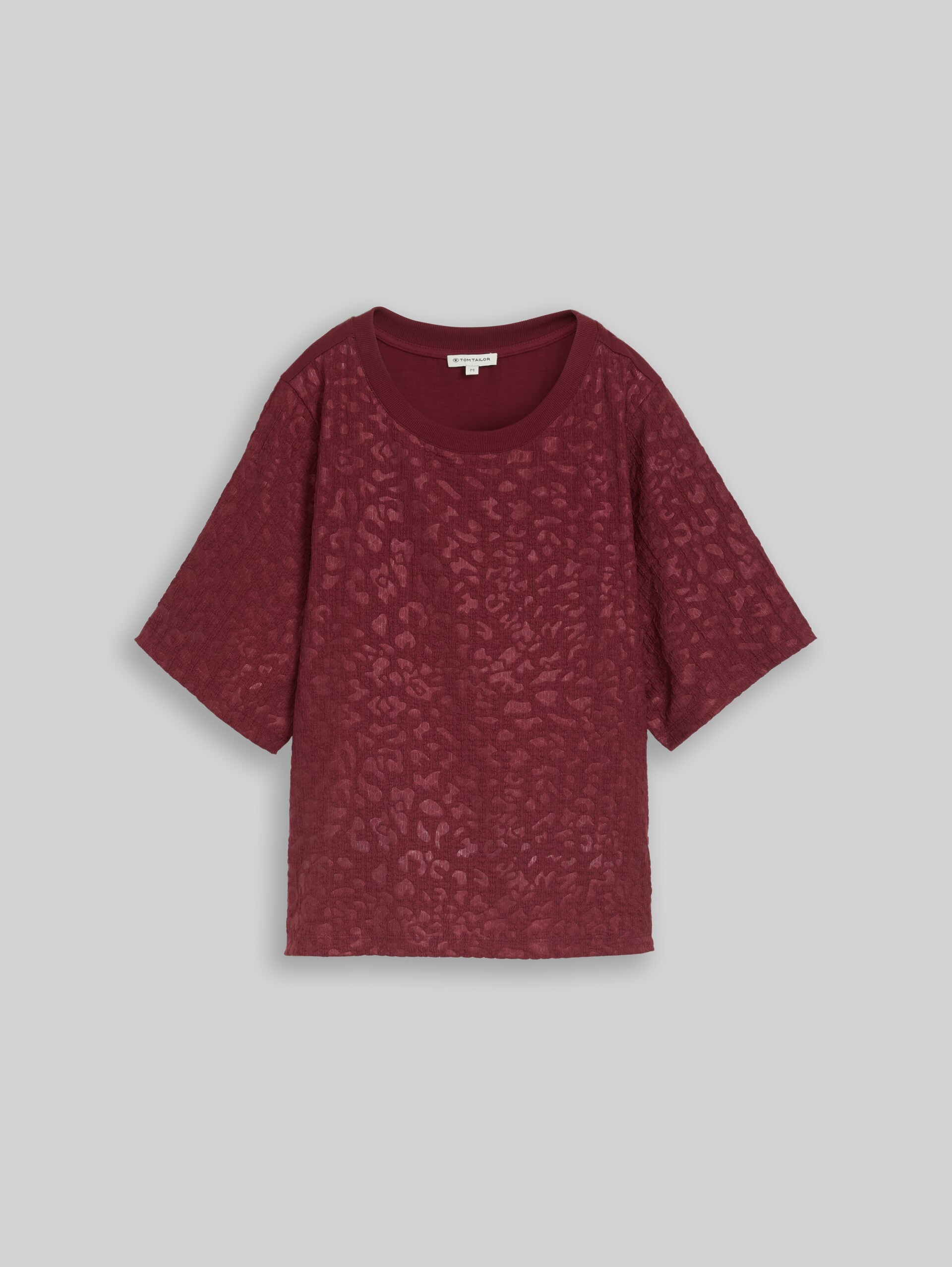Boxy Fit T-Shirt mit Leo-Muster - Preppy Plum - Vorder-Produkt-Ansicht
