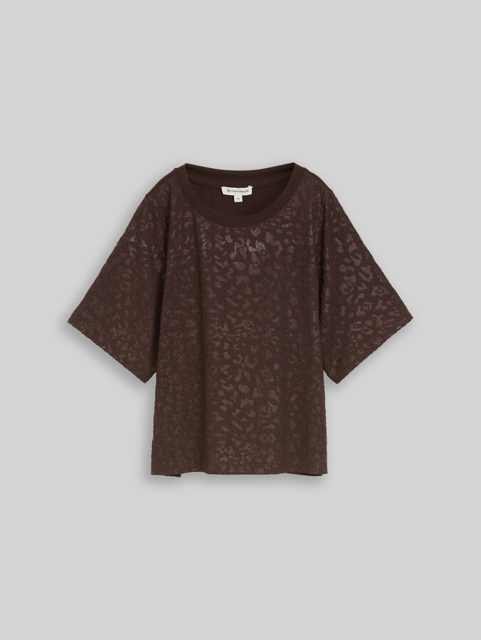 Boxy Fit T-Shirt mit Leo-Muster von Women, java dark brown