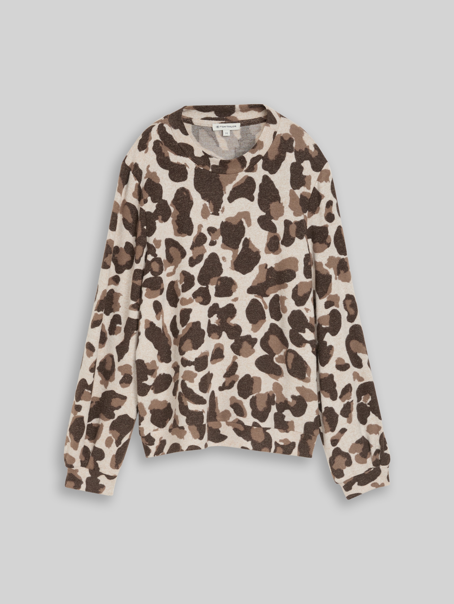 Cosy Langarmshirt mit Muster - beige melange brown  leo print - Vorder-Produkt-Ansicht