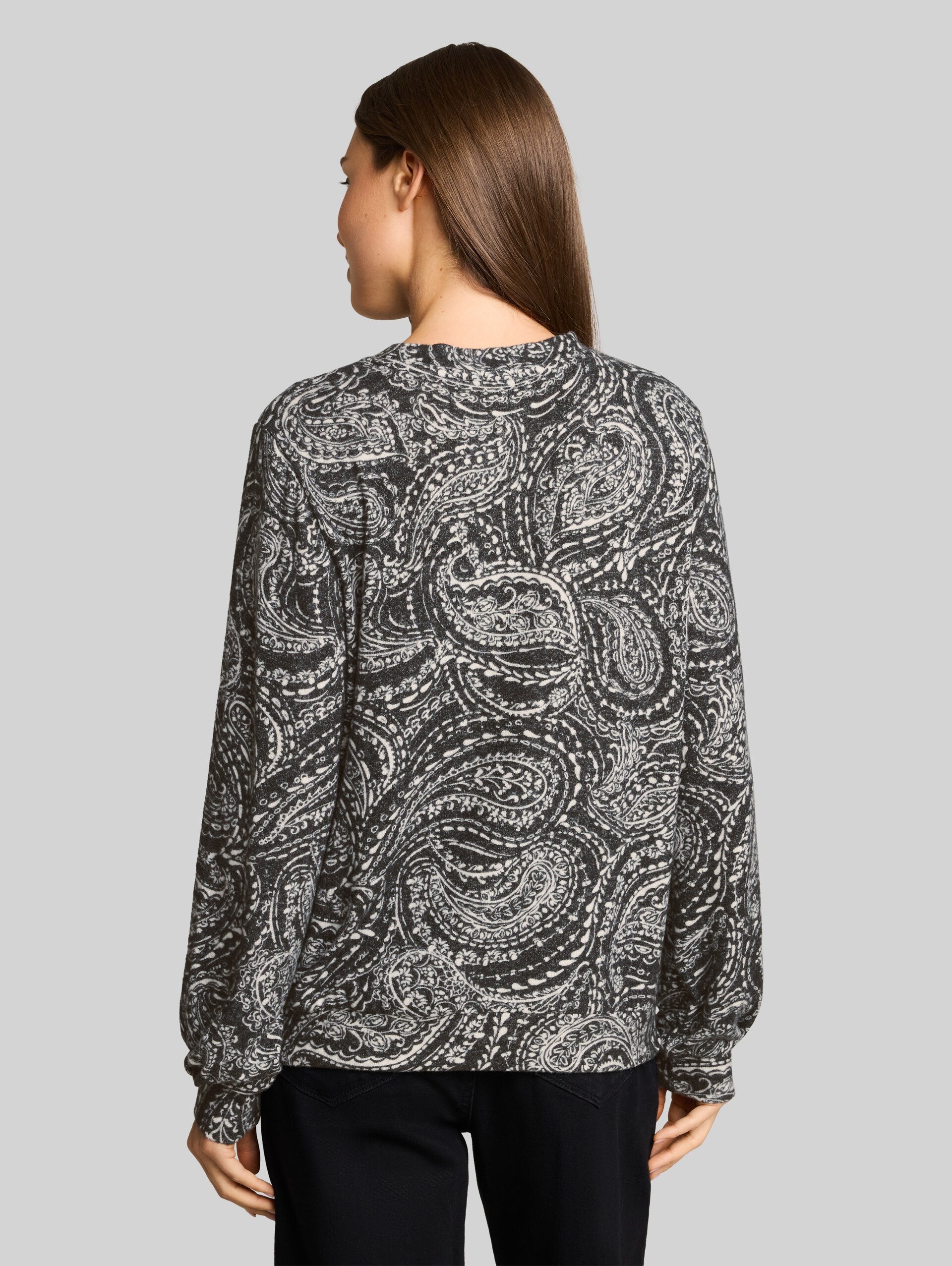 T-shirt confortable à manches longues et imprimé - grey melange paisley - Découpe Vue arrière du modèle