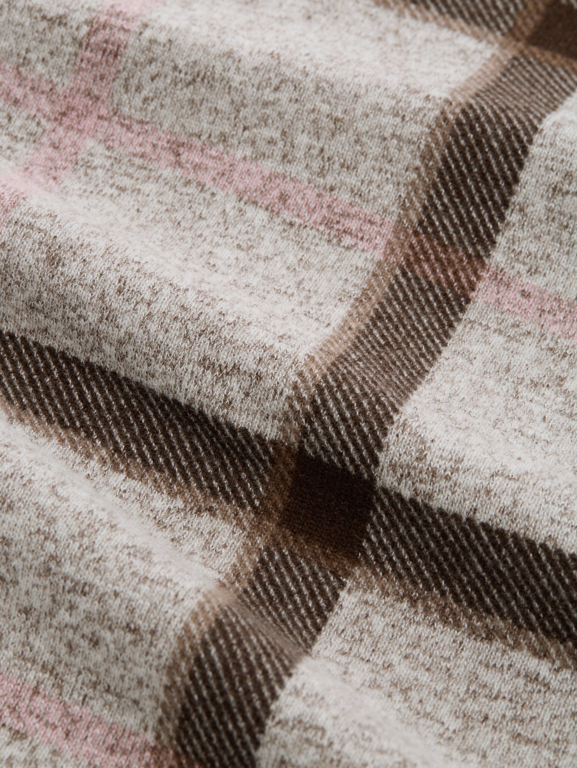 Cosy Langarmshirt mit Muster - brown melange check - Material-Ansicht
