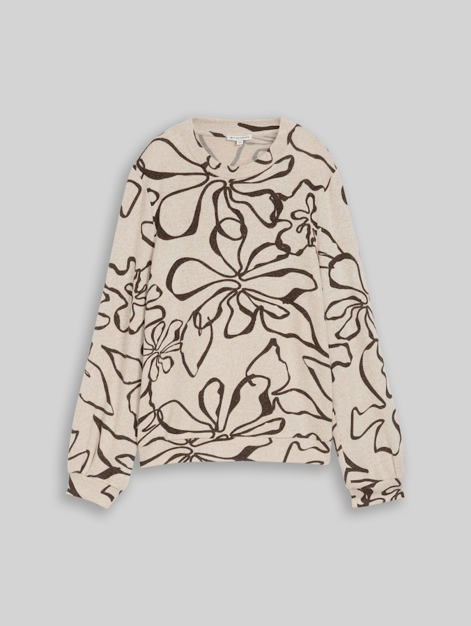 Cosy Langarmshirt mit Muster von Women, beige brown flower design