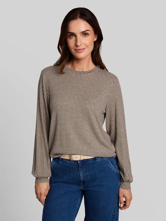 Gezellig T-shirt met lange mouwen en patroon door Women, brown dot on beige melange