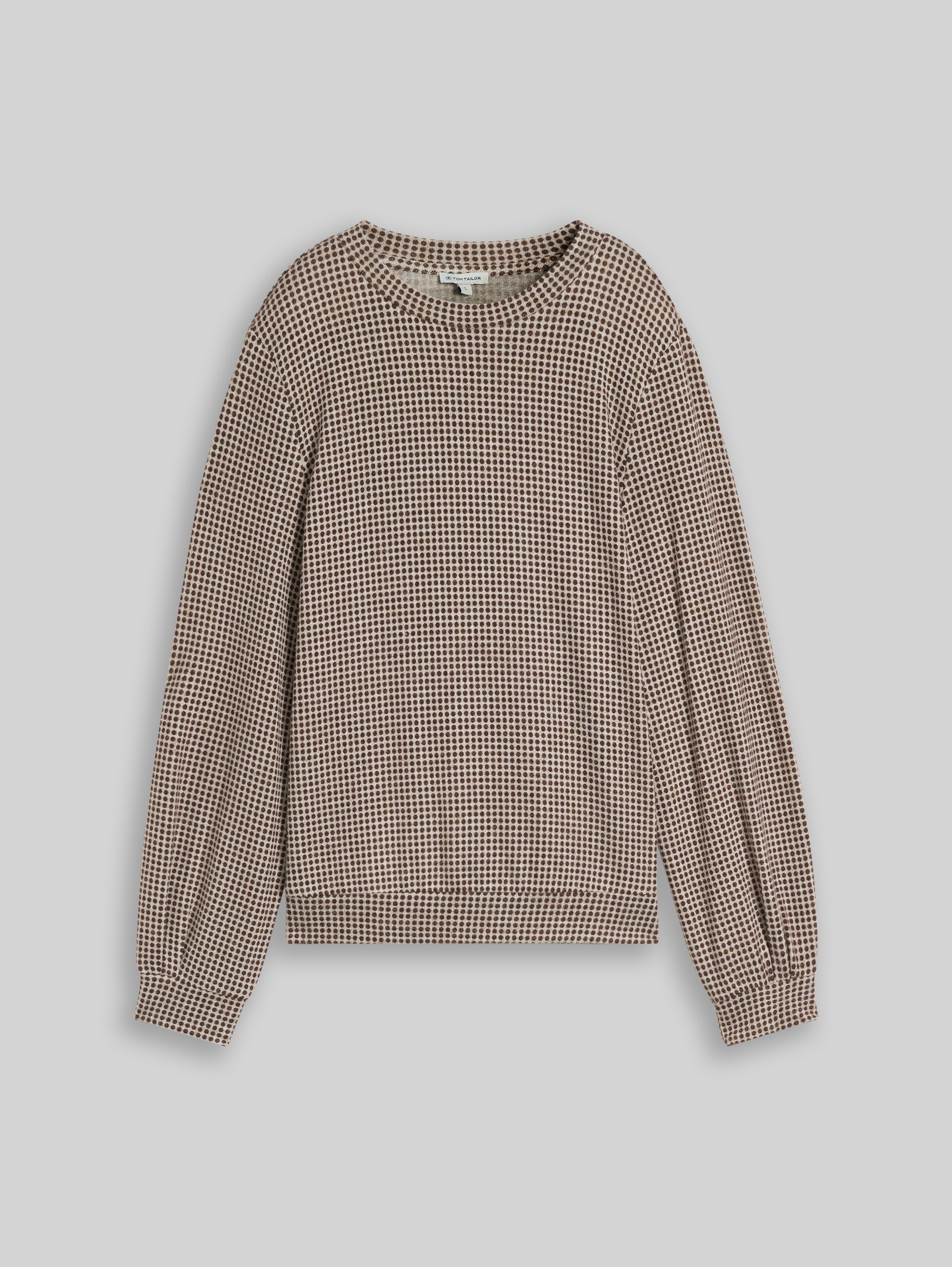 Cosy Langarmshirt mit Muster - brown dot on beige melange - Vorder-Produkt-Ansicht