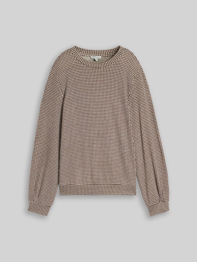 T-shirt confortable à manches longues et imprimé par Women, brown dot on beige melange