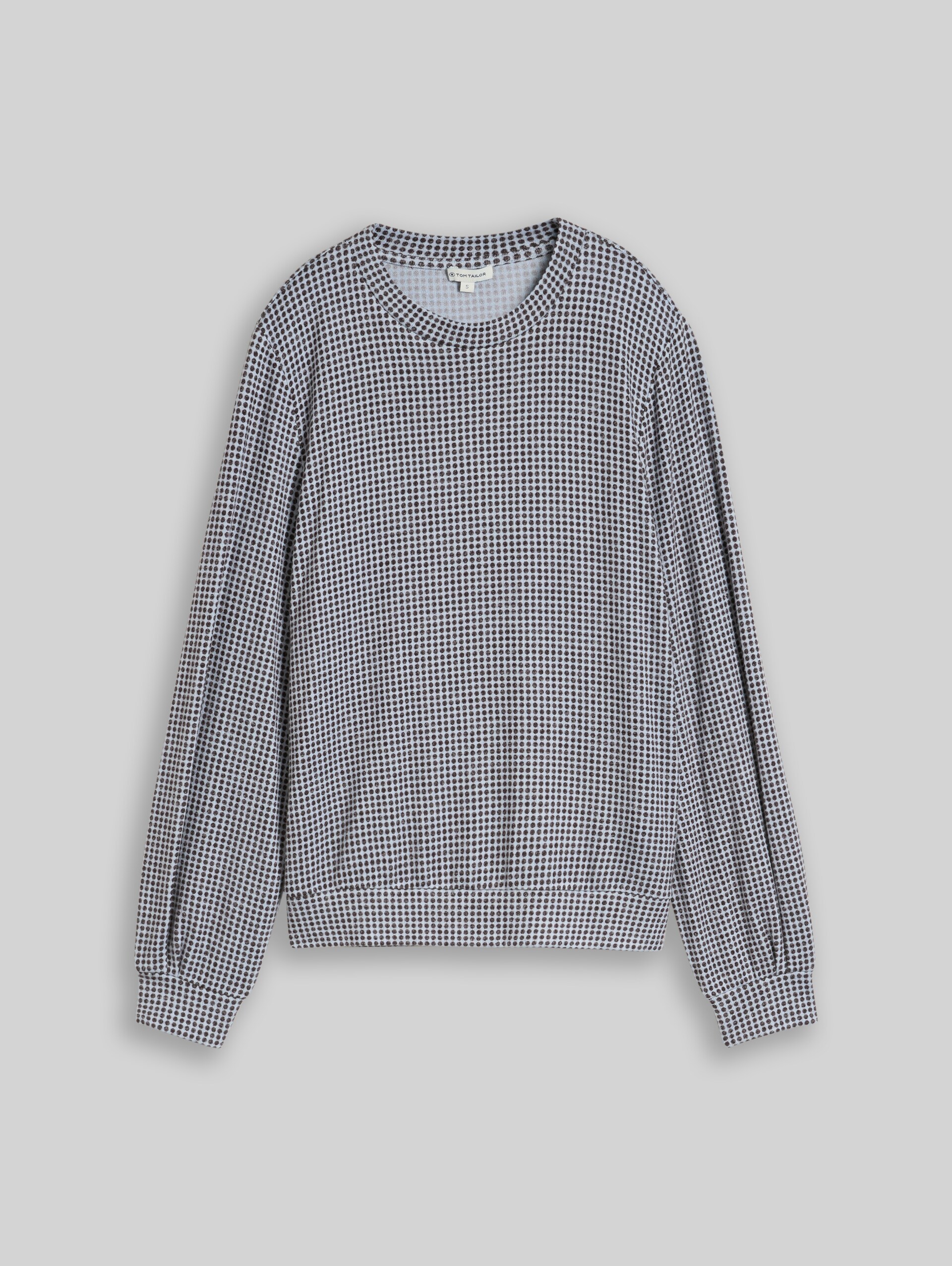 Gezellig T-shirt met lange mouwen en patroon - brown dot on blue melange - Product vooraanzicht