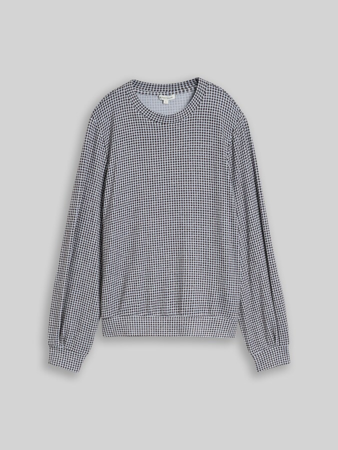 Cosy Langarmshirt mit Muster von Women, brown dot on blue melange