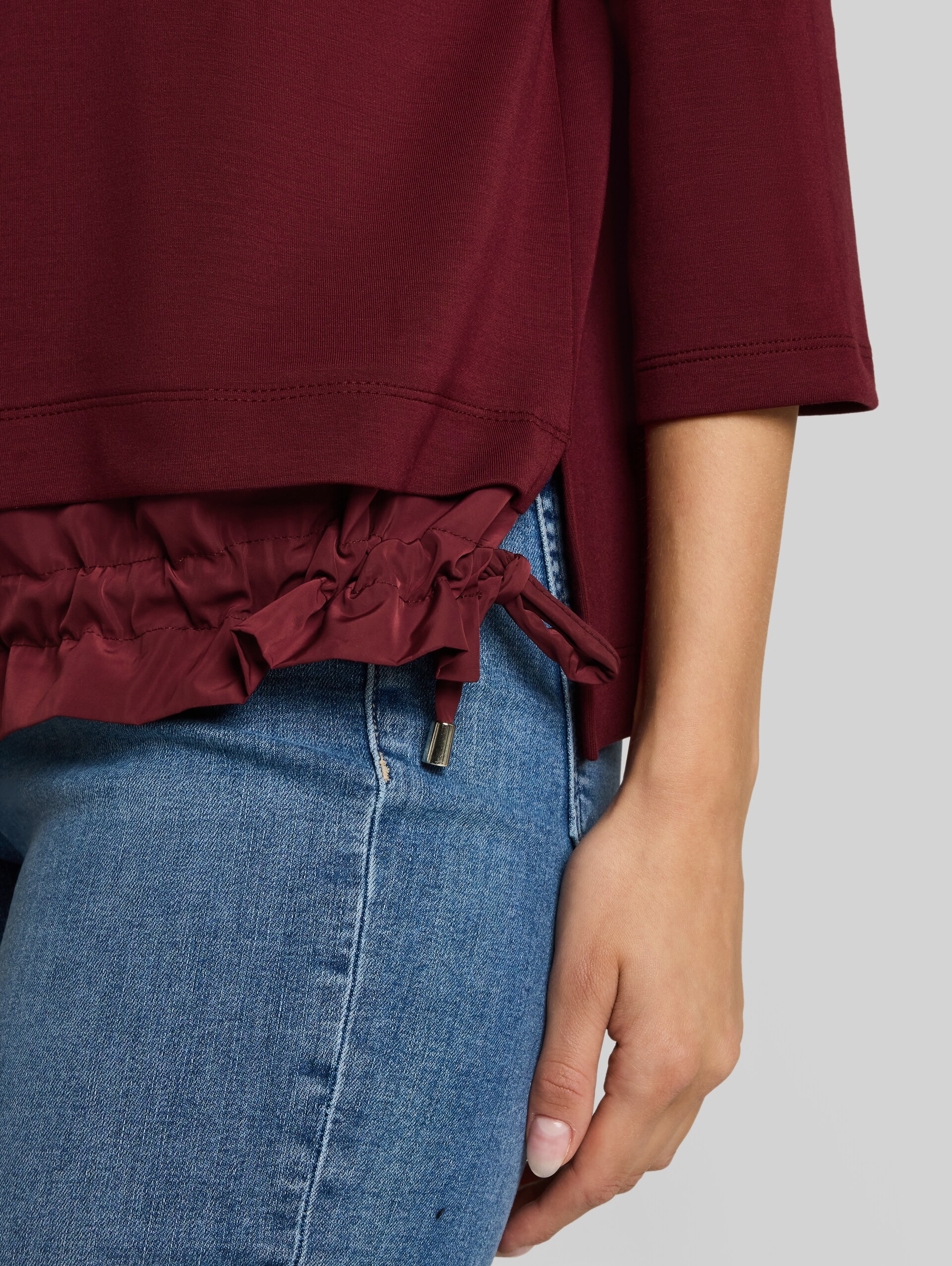 Scuba-shirt met lange mouwen in 2-in-1-look - Preppy Plum - Detailaanzicht model