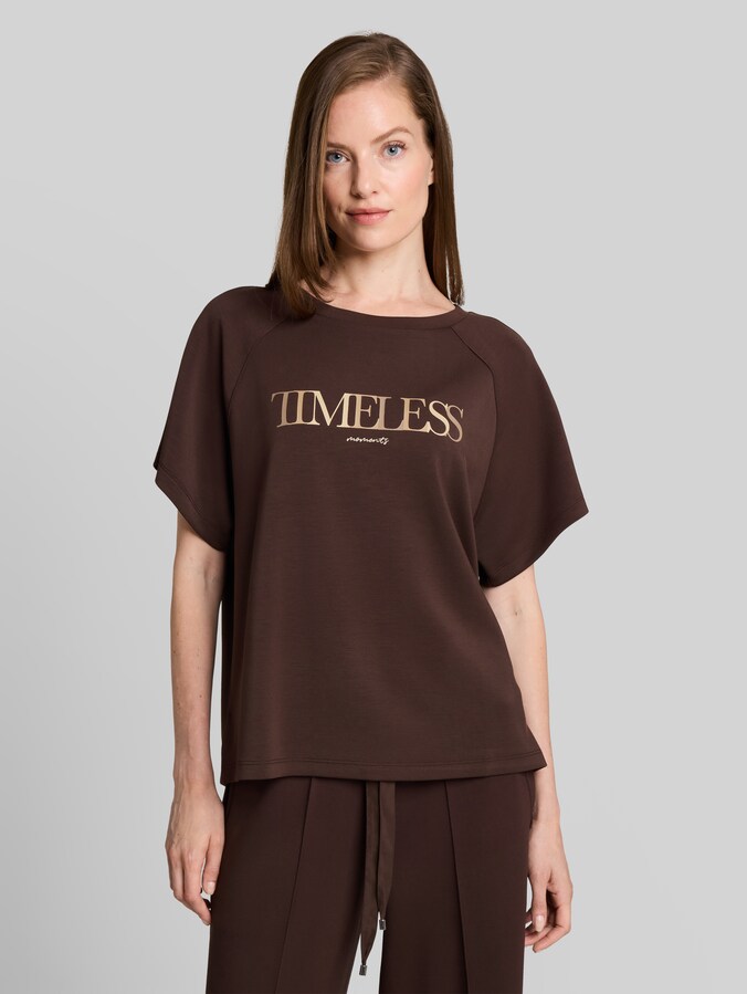 Scuba T-shirt met opschrift door Women, java dark brown