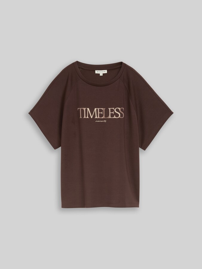 Scuba T-Shirt mit Schriftzug von Women, java dark brown