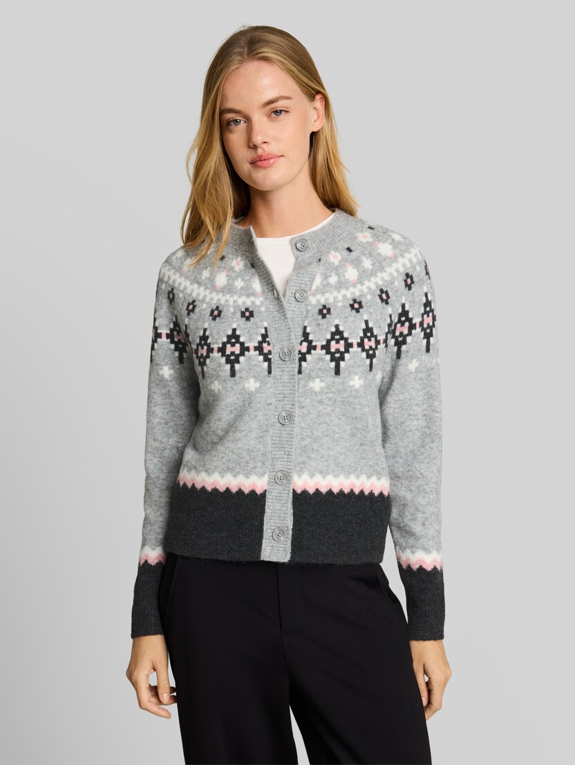 Norweger Cardigan mit Wollanteil von Denim Female, grey pink fair isle