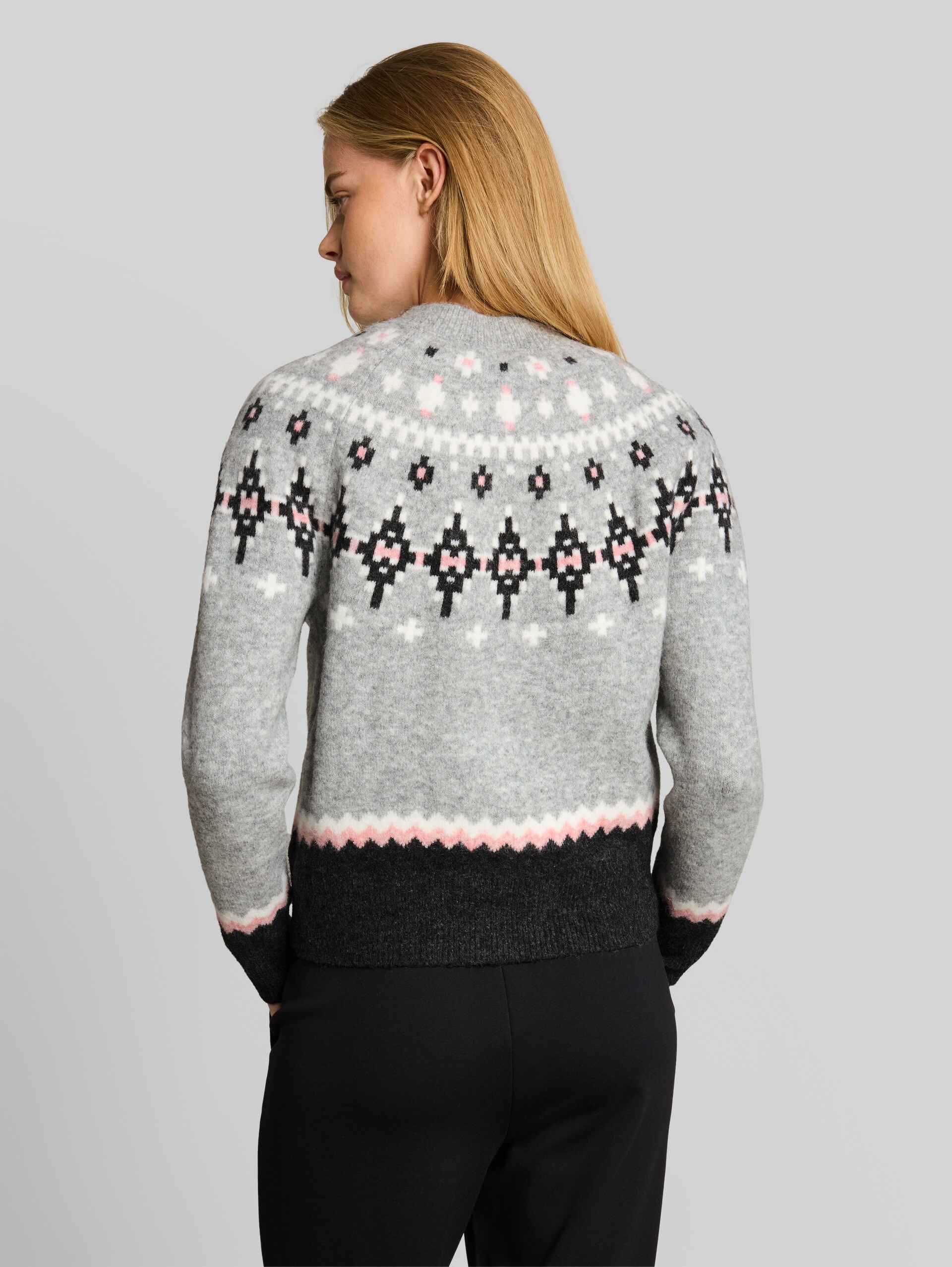 Cardigan norvégien avec une part de laine - grey pink fair isle
