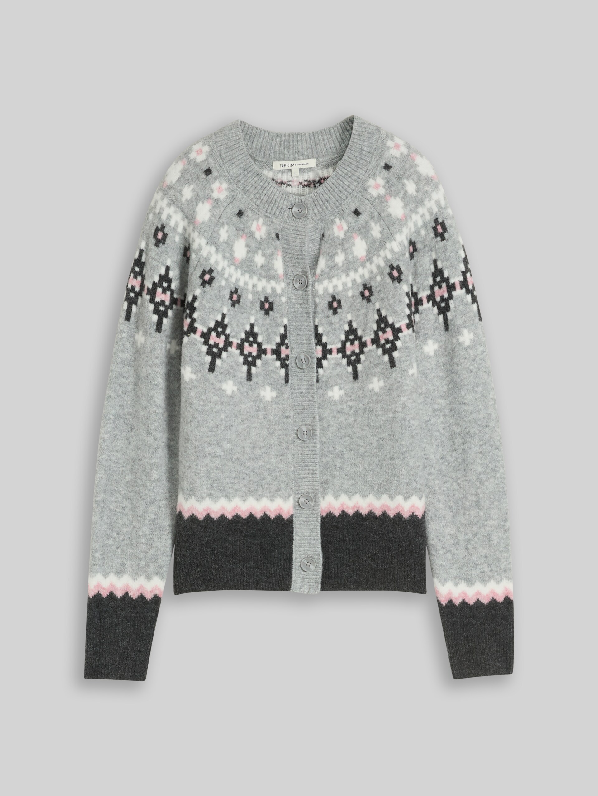 Cardigan norvégien avec une part de laine - grey pink fair isle