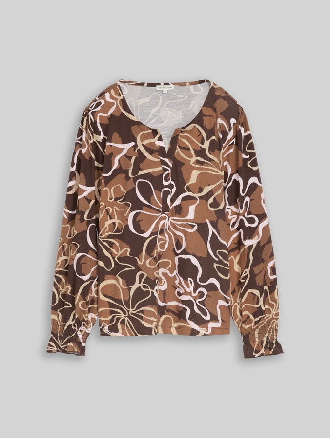 Blusenshirt mit Blumenmuster von Women, brown big flower design