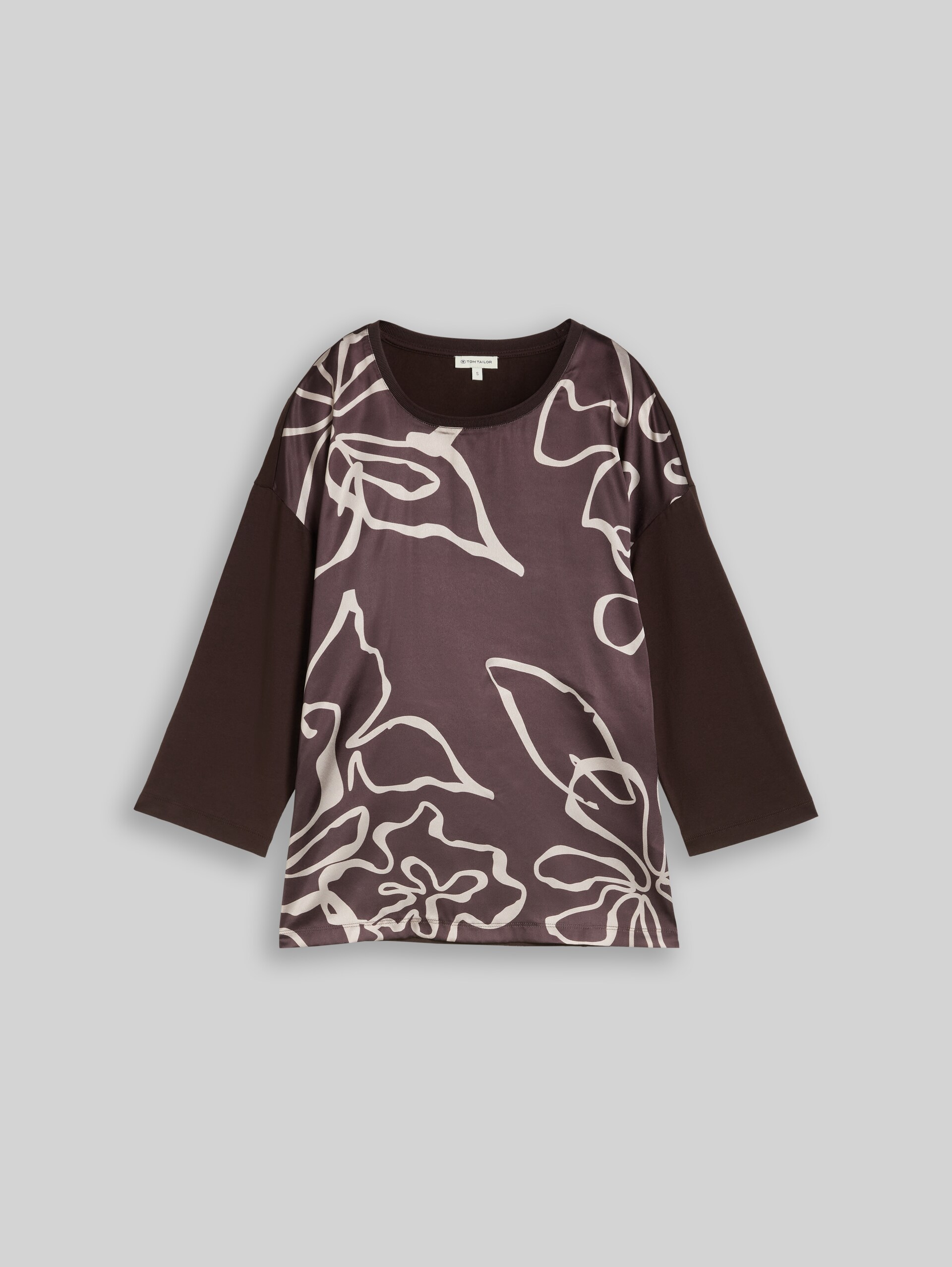 T-shirt met lange mouwen en bloemenpatroon - java dark brown - Product vooraanzicht