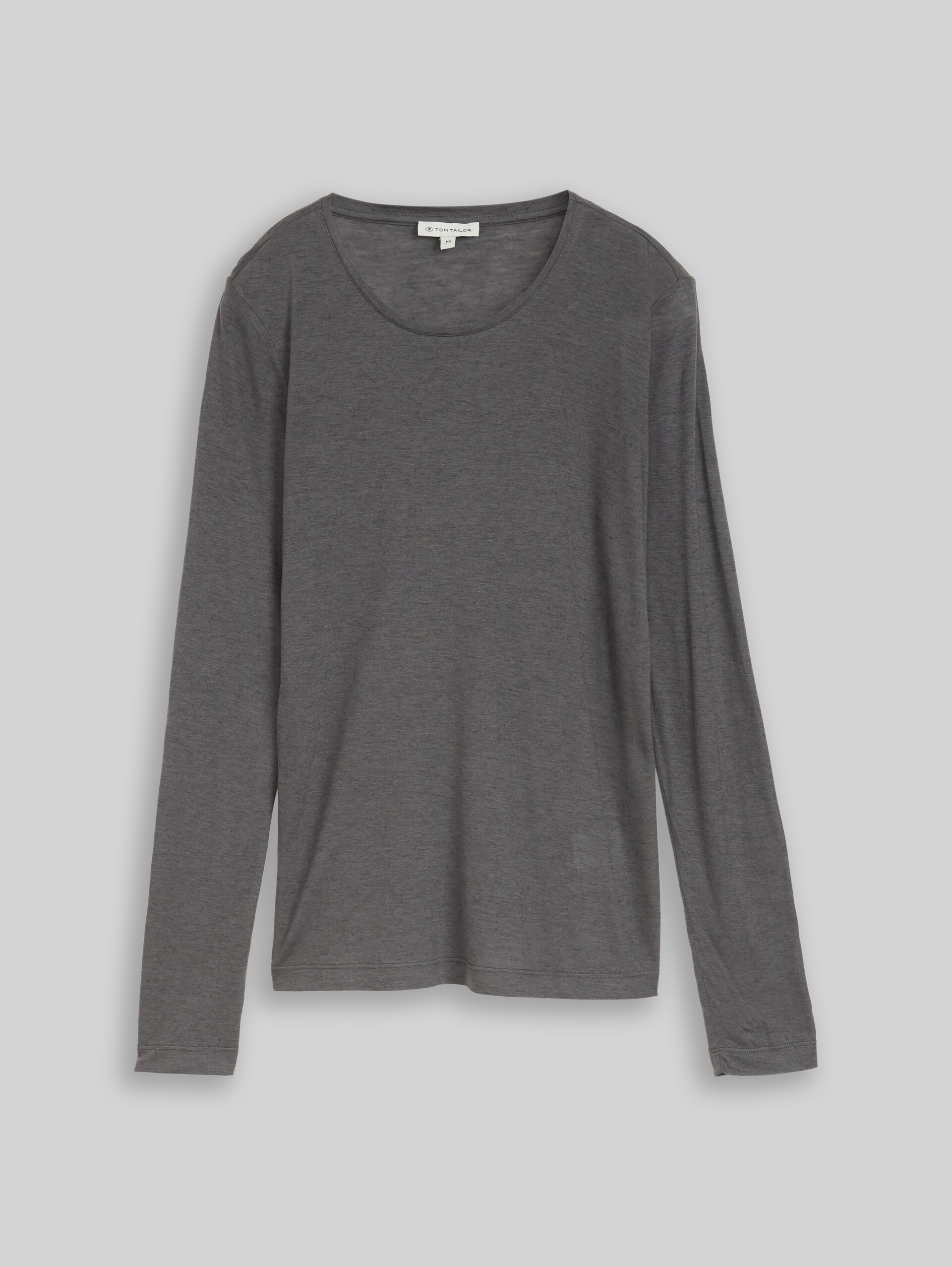 T-shirt à manches longues coupe ajustée avec une touche de laine - dark silver grey melange - Vue de face du produit