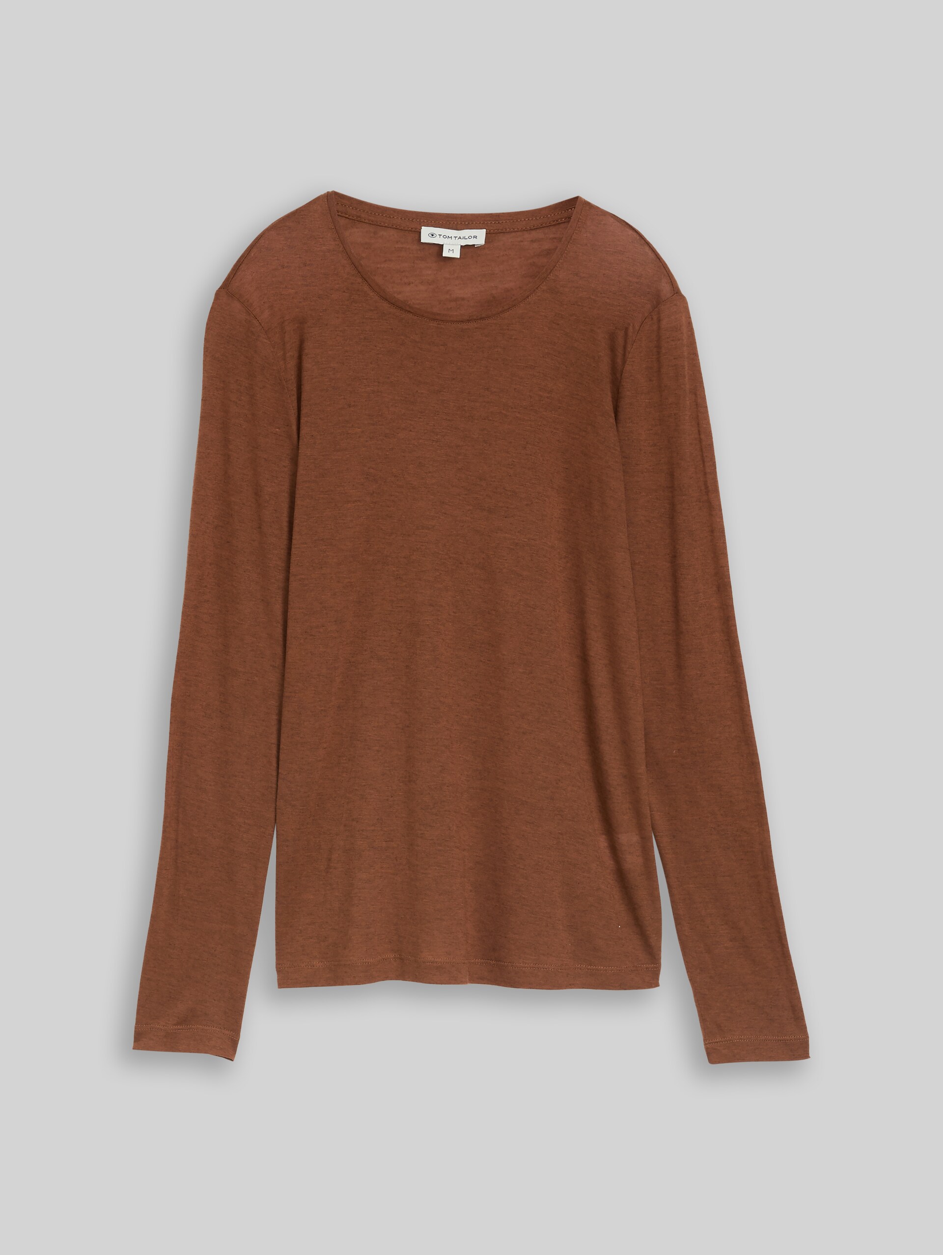 T-shirt à manches longues coupe ajustée avec une touche de laine - camel - Vue de face du produit
