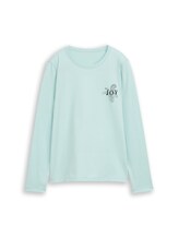 Sélectionné, T-shirt à manches longues coupe ajustée avec imprimé par Tom Tailor, verdoyant