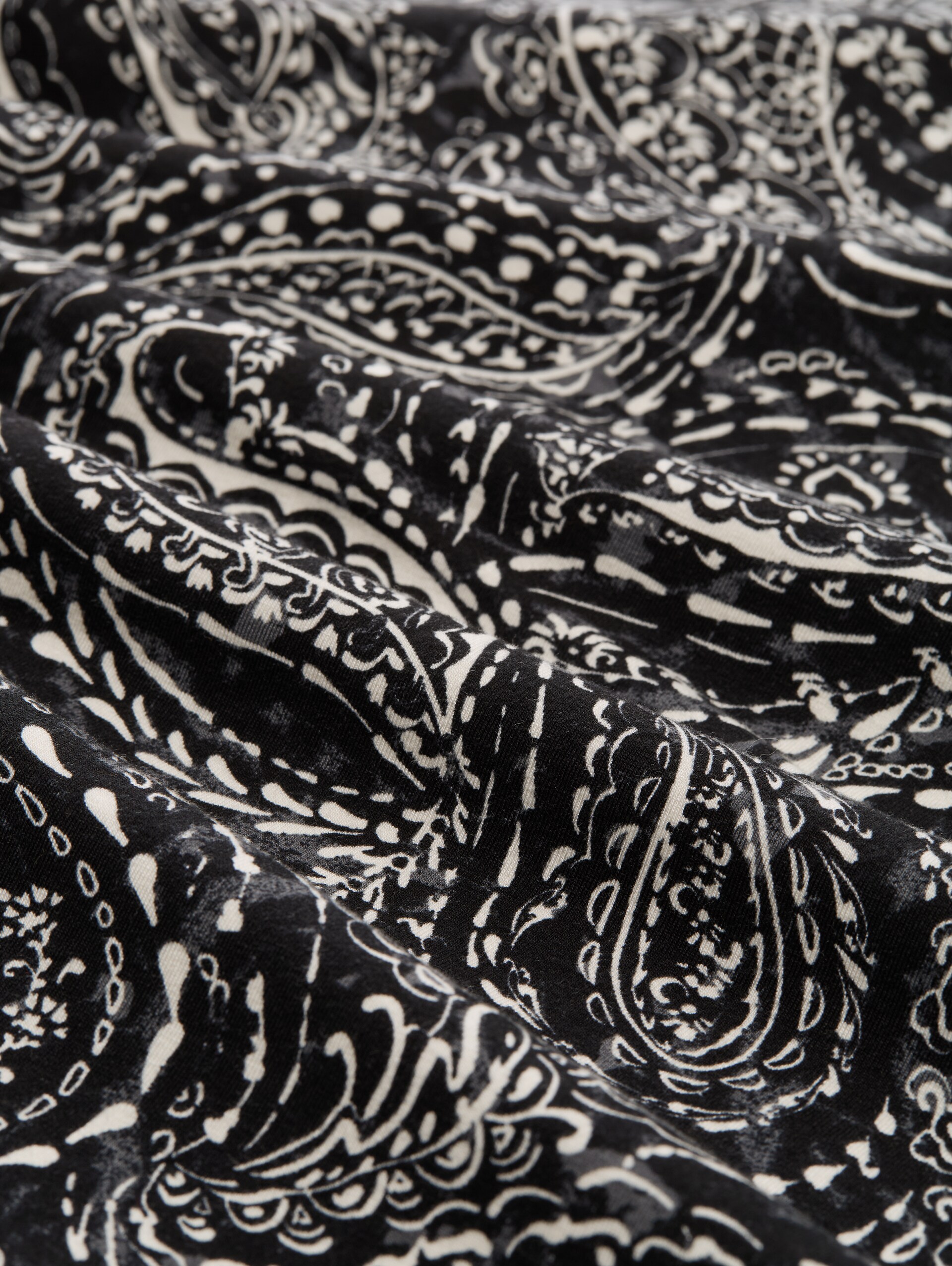 Slim fit shirt met lange mouwen en opstaande kraag - black paisley - Materiaalweergave