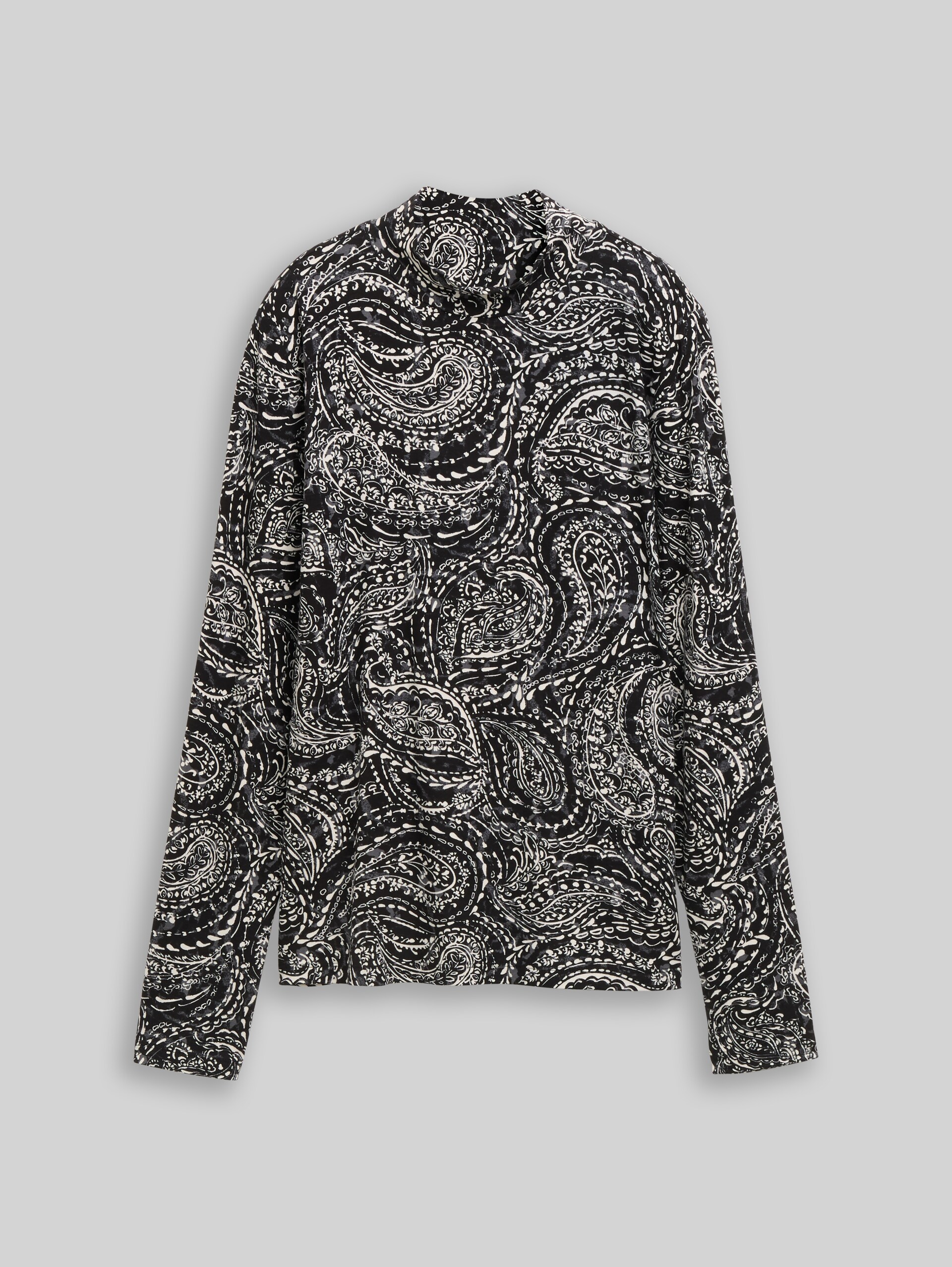 Slim fit shirt met lange mouwen en opstaande kraag - black paisley - Product vooraanzicht