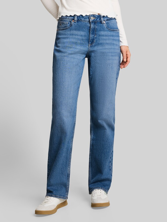 TTELLA STRAIGHT Jeans mit Stretch von Denim Female, Used Mid Stone Blue Denim