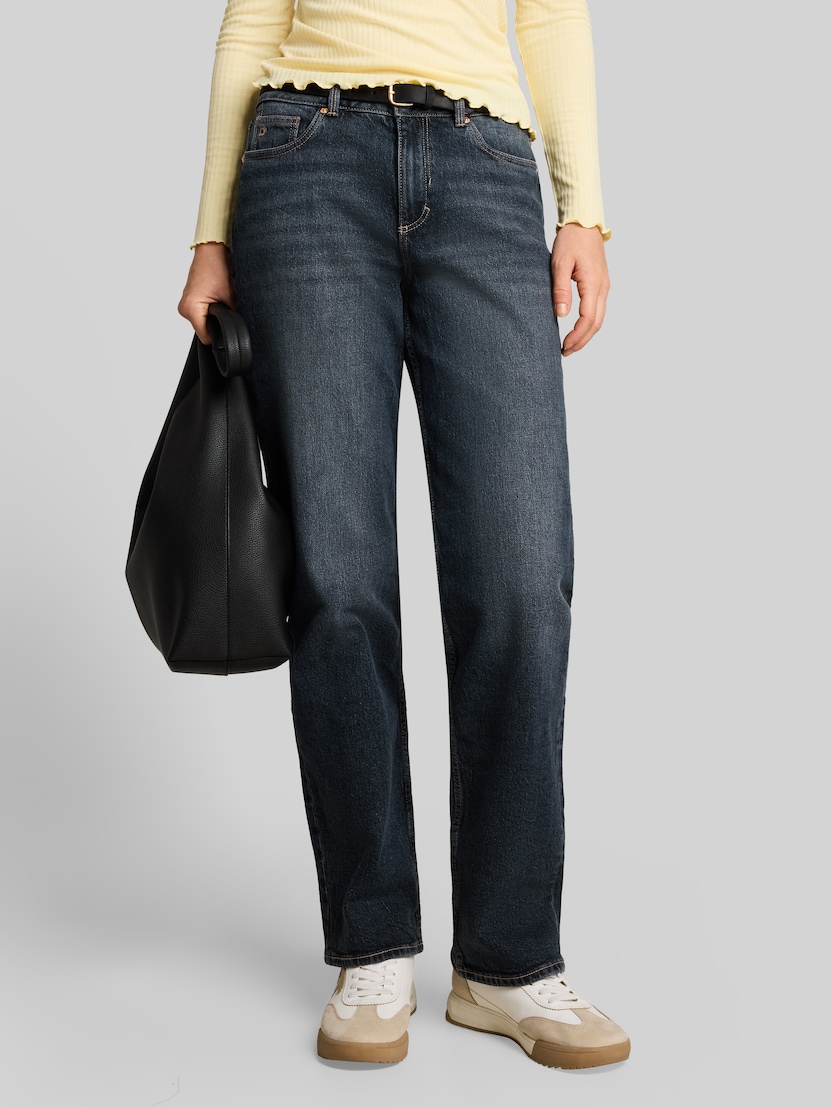 TTELLA STRAIGHT jeans with stretch by Denim Female, dark stone blue grey denim