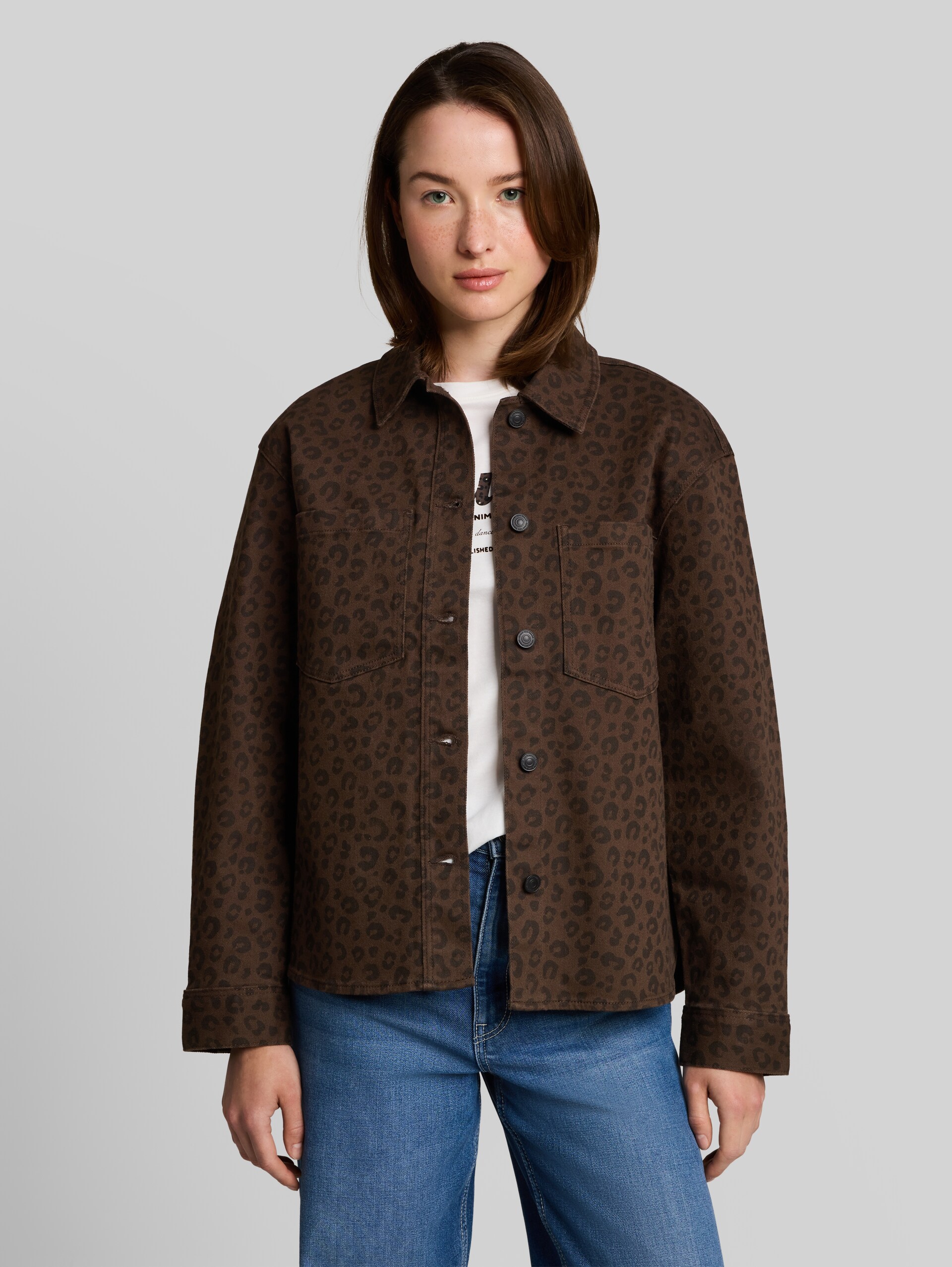 Übergangsjacke mit Leo-Print - brown black leo