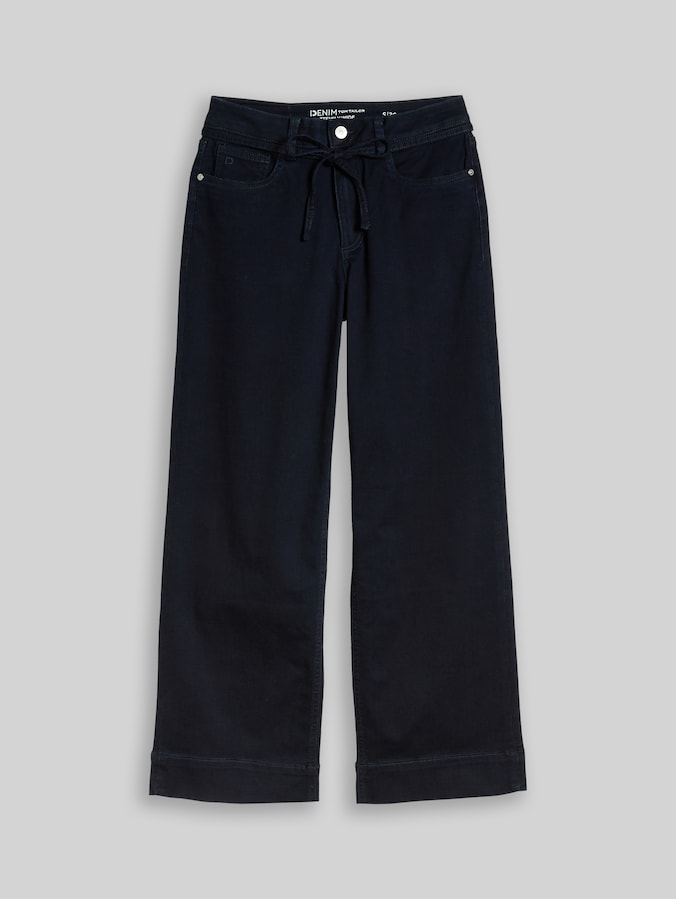TTEMILY WIDE jeans with tie belt by Denim Female, Clean blue black denim